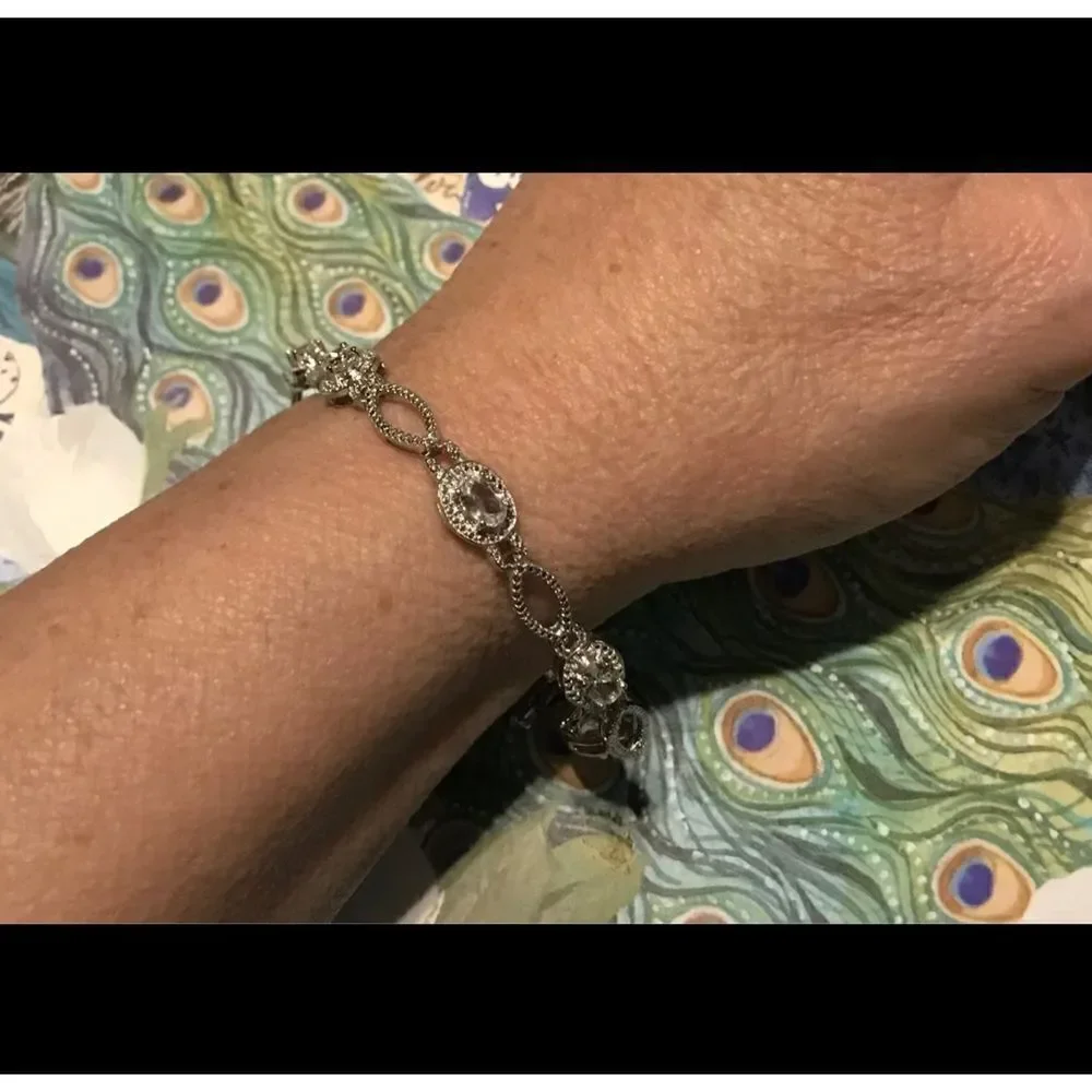 3.61 Ct. Oval Halo Design White Sapphire Gemstone Tennis Bracelet